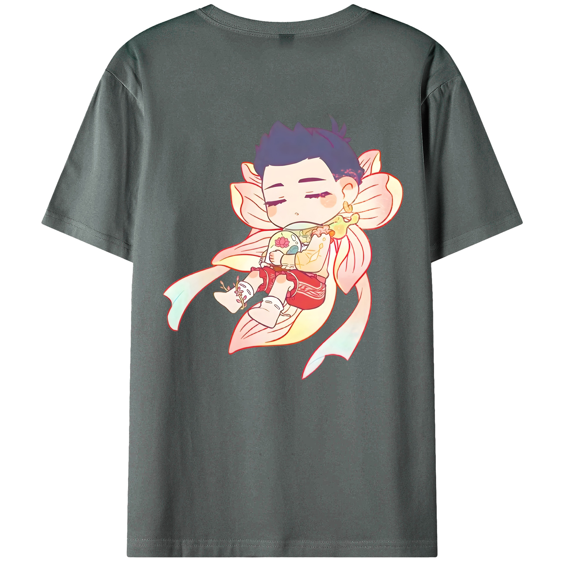 （画像用） Ne Zha 2 ナタ 魔童の大暴れ 綿100％ メンズ半袖Tシャツ（バックプリント） 通気性